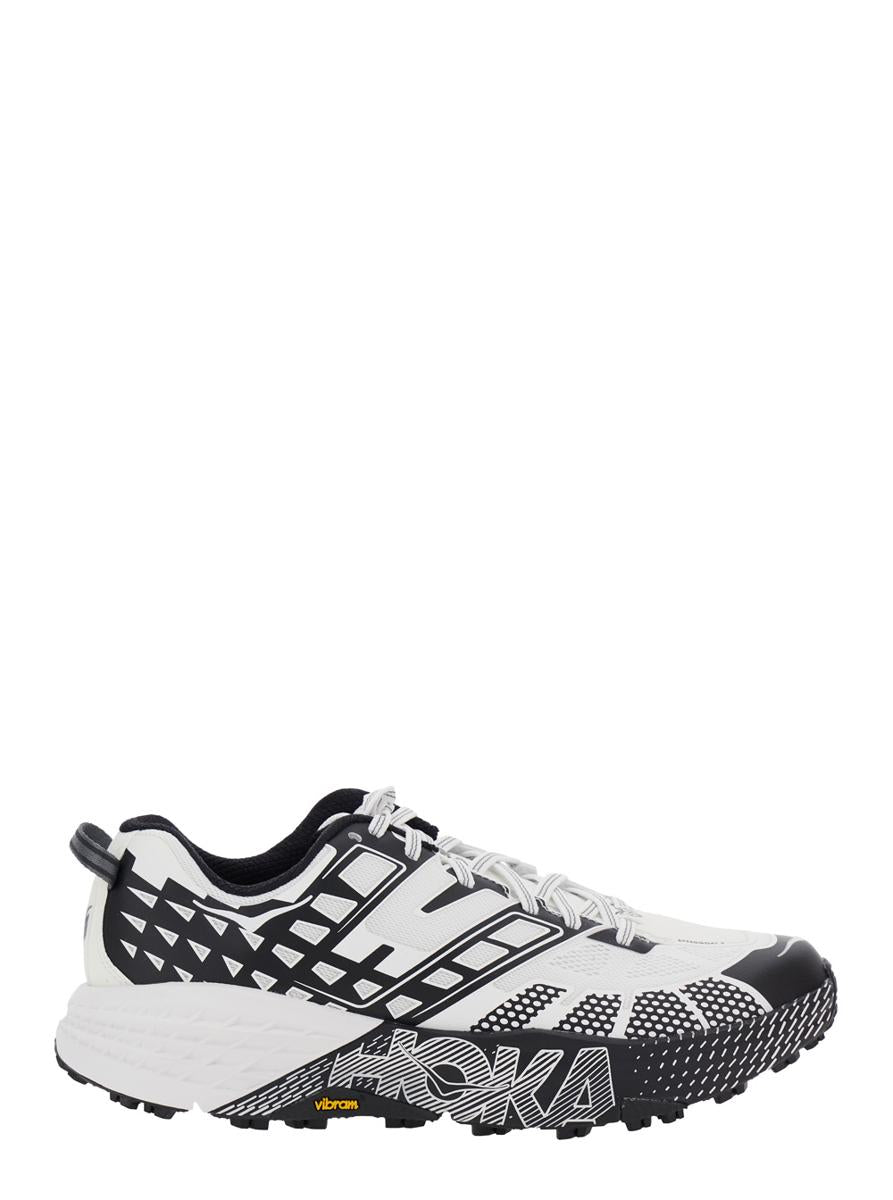 'Speedgoat' Black And White Low Top Sneakers With Geometric Motif In Tech Fabric Unisex