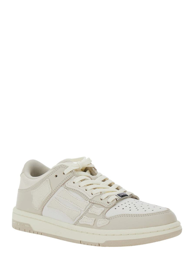 'Skel Top Low' Beige Sneakers With Logo Patch On Thetongue And Contrasting Details On The Side In Leather Woman