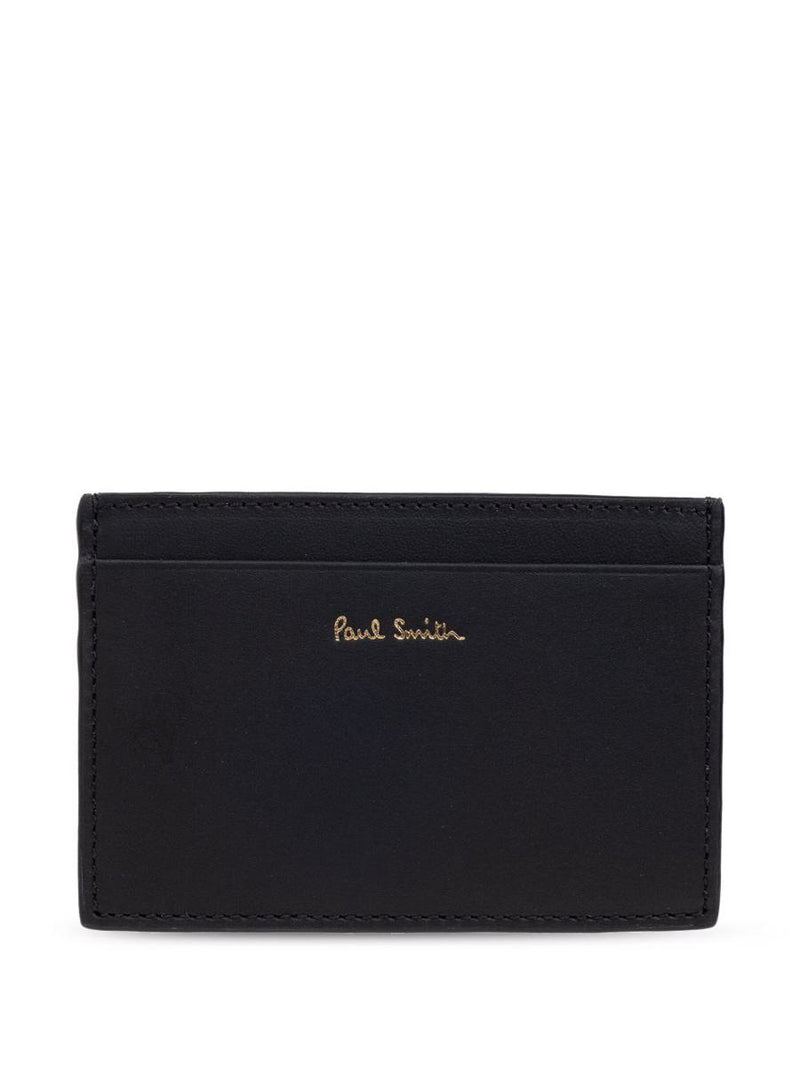Paul Smith Black Card Holder In Leather With Multicolor Stripes