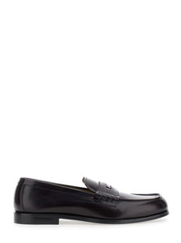 Bordeaux Loafers With Logo Plaque On The Front In Leather Man