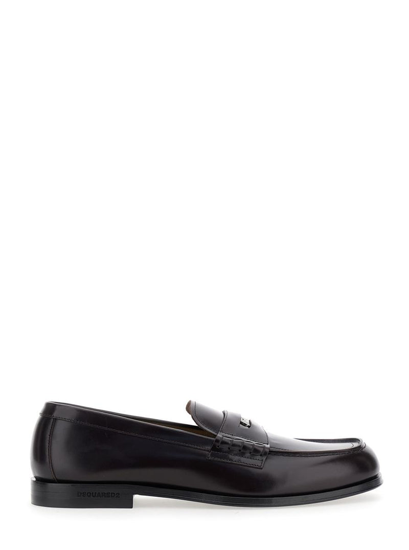 Bordeaux Loafers With Logo Plaque On The Front In Leather Man