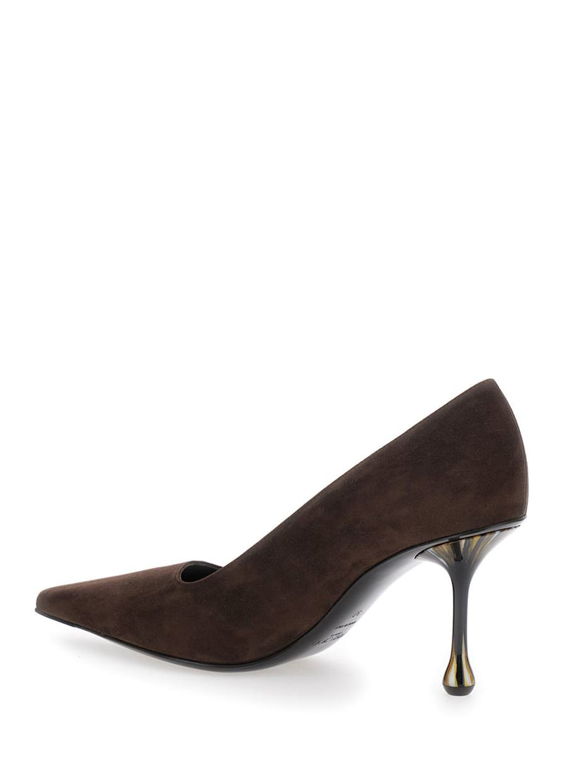 'Ixia' Brown Pumps With High Sculpted Heel In Suede Woman