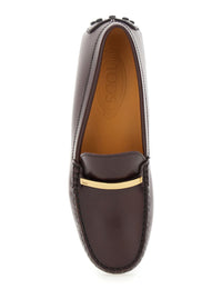 Brown Loafers With Logo Plaque And Rubber Sole In Leather Woman