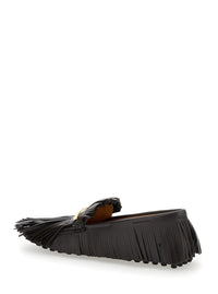 'Yorky' Brown Loafers With Fringes In Leather Woman