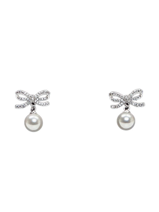 Self-Portrait Bow Earrings With Pearl