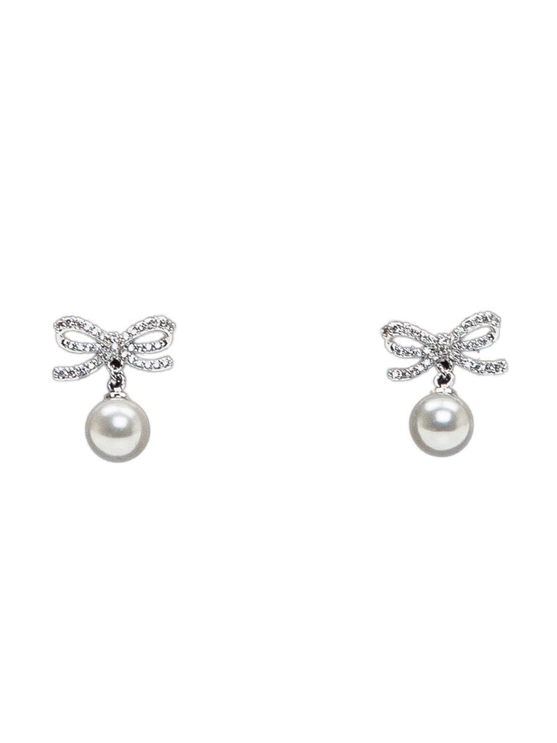 Self-Portrait Bow Earrings With Pearl
