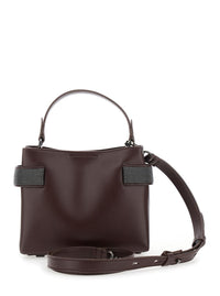 Bordeaux Shoulder Bag With Logo Lettering And Monil Details In Leather Woman