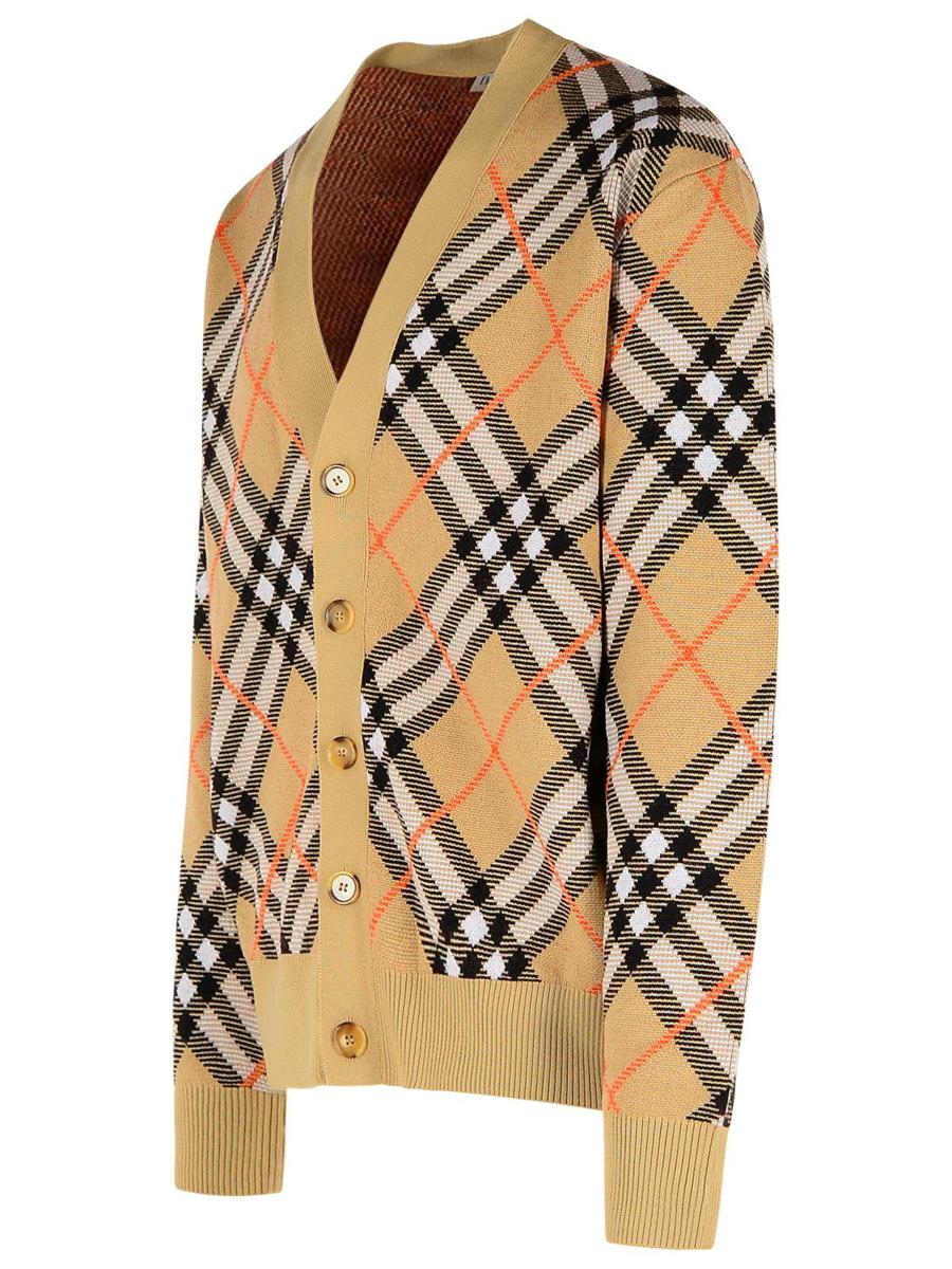Burberry 'Check' Beige Wool Cardigan