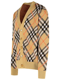 Burberry 'Check' Beige Wool Cardigan