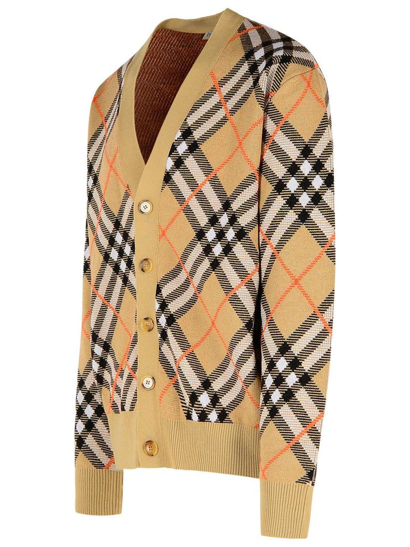 Burberry 'Check' Beige Wool Cardigan