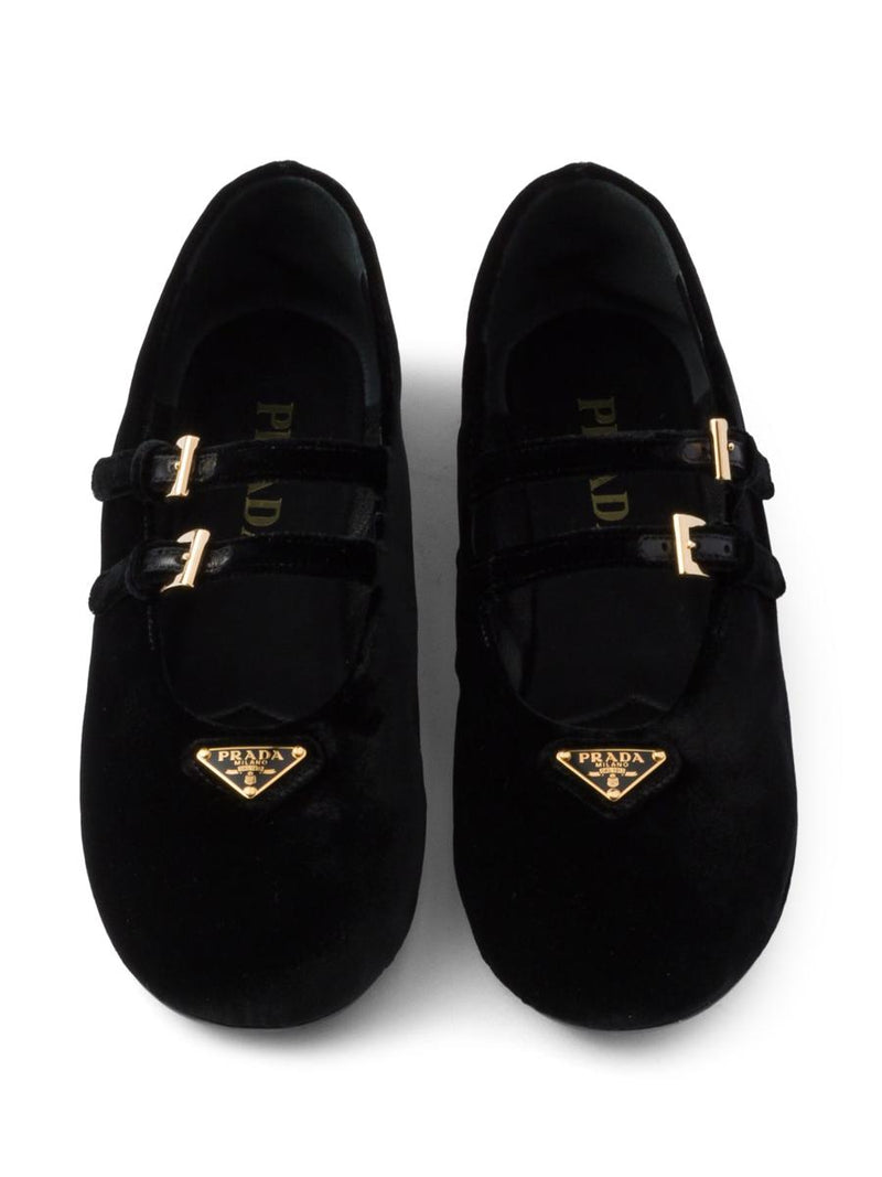Prada Velvet-Finish Ballerina Shoes