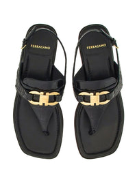 Salvatore Ferragamo Gancini Leather Thong Sandals