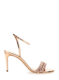 'Starlink' Pink Sandals With High Stiletto Heel And Braided Embellishment In Ecoleather Woman