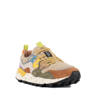 Flower Mountain Yamano 3 Natural And Dark Green Suede And Teddy Bear Sneakers