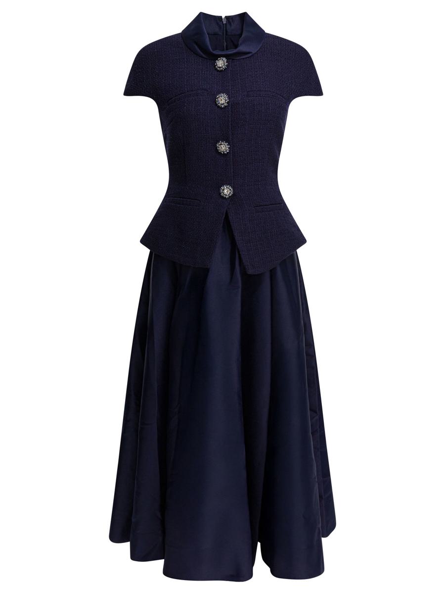 Self-Portrait Taffeta Boucle Midi Dress