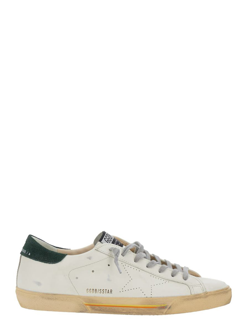 'Superstar' White Low Top Sneakers With Contrasting Heel And Logo Patch On The Tongue In Leather Man