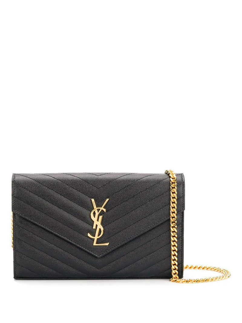 Saint Laurent Classic Cassandre Chain Wallet In Grain De Poudre Leather Bags