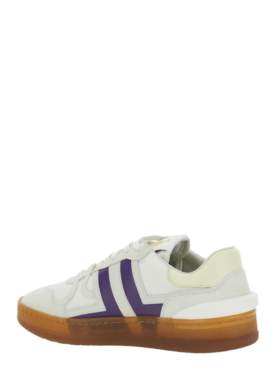 'Clay' White Sneaker With Mesh Inserts And Side Striped Detail In Leather Unisex