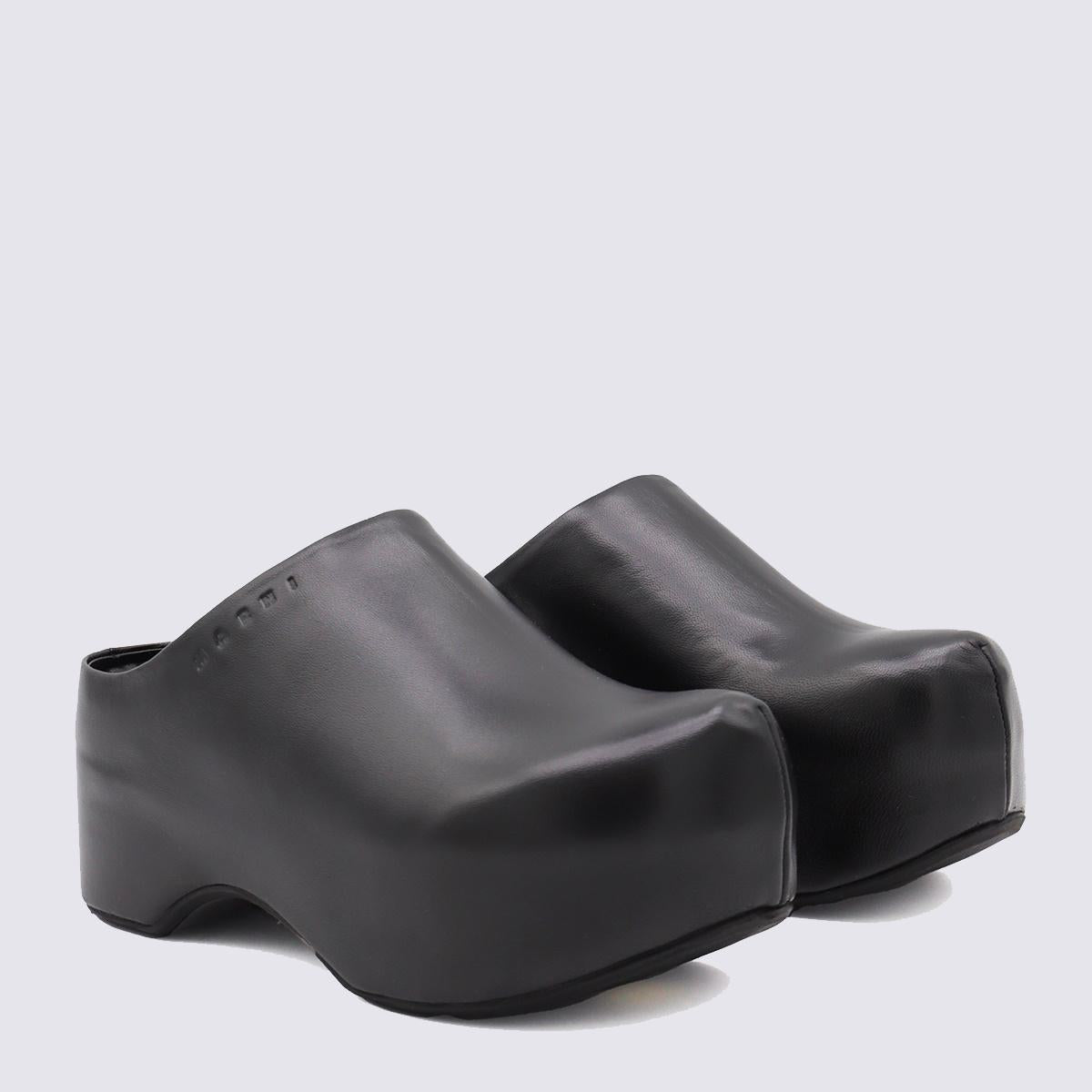 Marni Black Leather Sandals