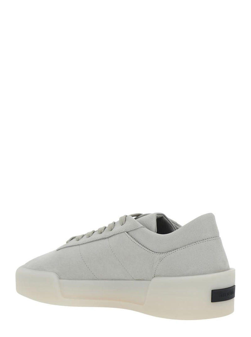 'Aerobic Low' Grey Low Top Sneakers With Logo Patch On The Rear In Leather Man