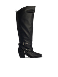 Ganni 'Western' Black Recycled Leather Blend Boots