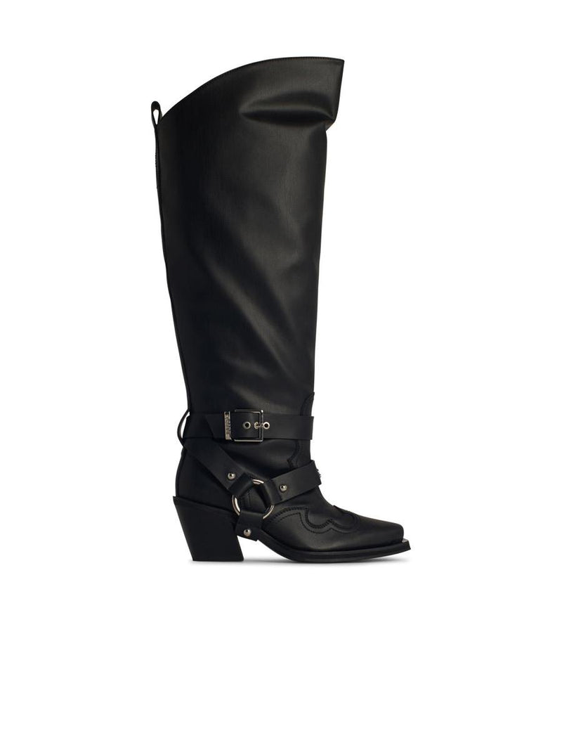 Ganni 'Western' Black Recycled Leather Blend Boots