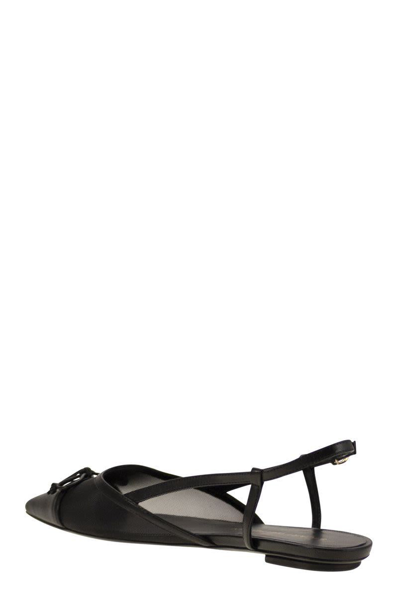 Stuart Weitzman Kitty - Leather And Transparent Fabric Slingback