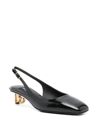 Dolce & Gabbana Logo-Heel Patent Leather Slingback Pumps Shoes