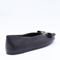 Salvatore Ferragamo Black Leather Vanna Flats
