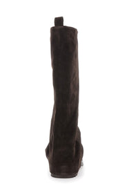Brown Multilayer Combat Boots With One Block Sole In Suede Woman