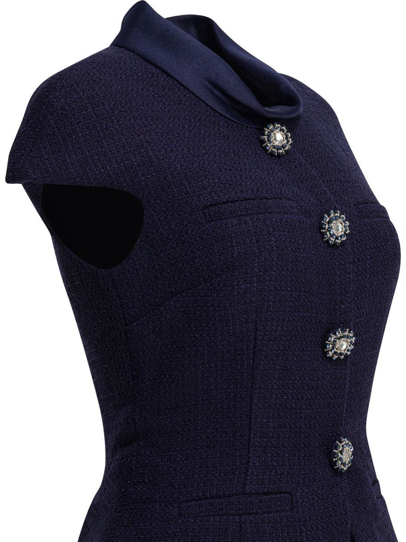 Self-Portrait Taffeta Boucle Midi Dress