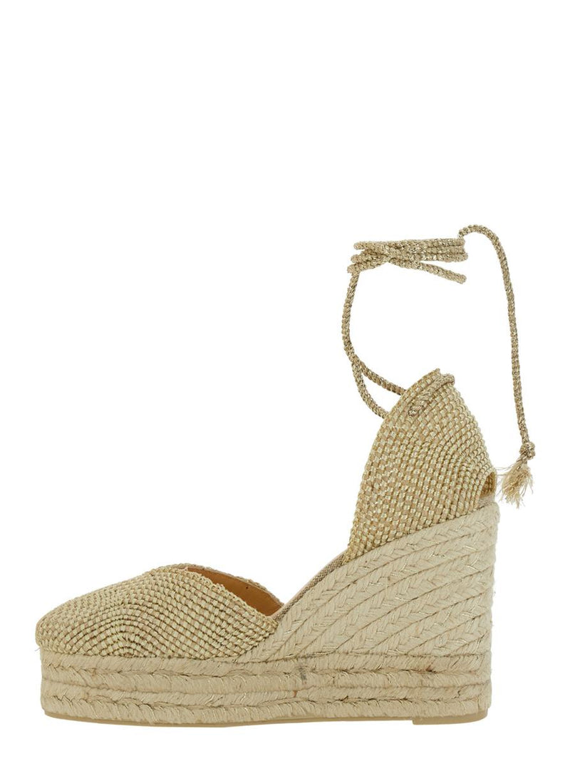 'Cora' Beige Wedges With Lace-Up Closure In Fabric Woman