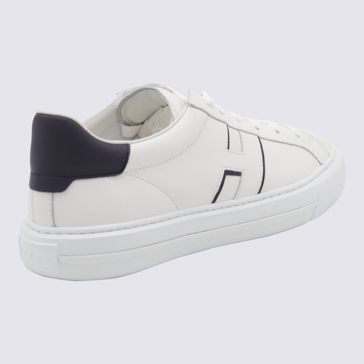 Hogan White And Navy Blue Leather Sneakers