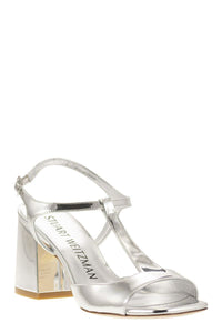 Stuart Weitzman Flareblock - Mirrored Leather T-Sandal