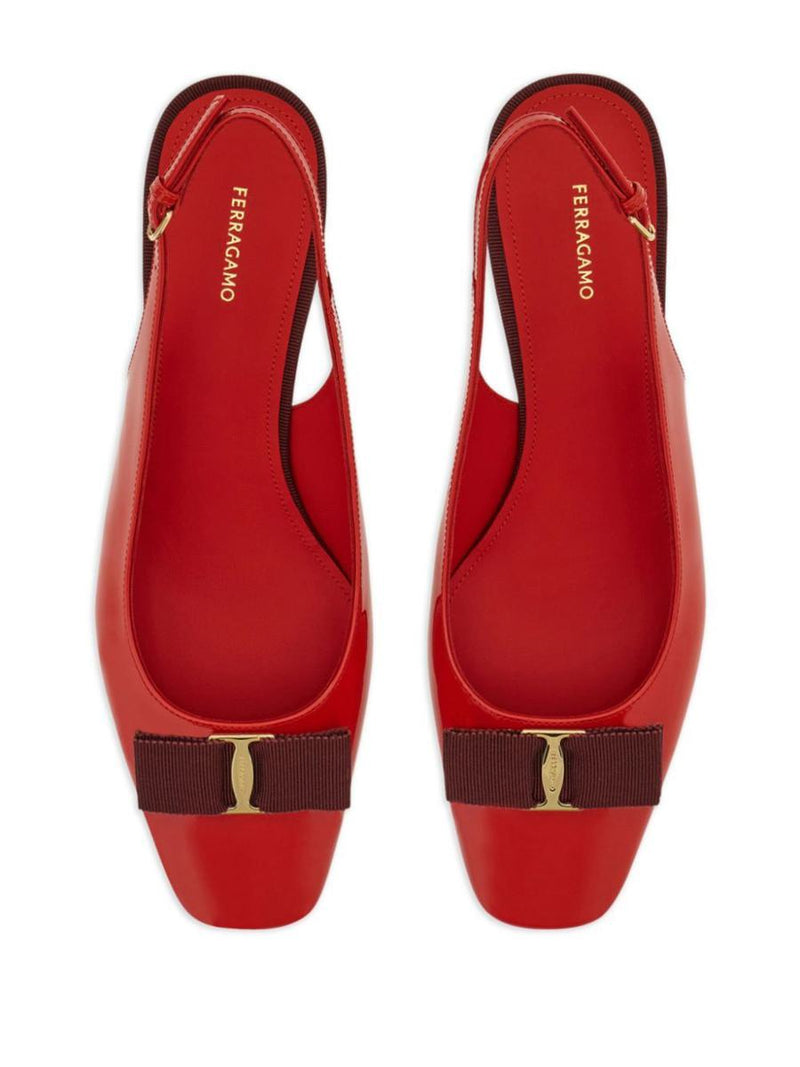 Salvatore Ferragamo Rivada Patent Leather Slingback With Vara Bow Shoes