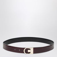 Saint Laurent Reversible Belt In Black/Burgundy