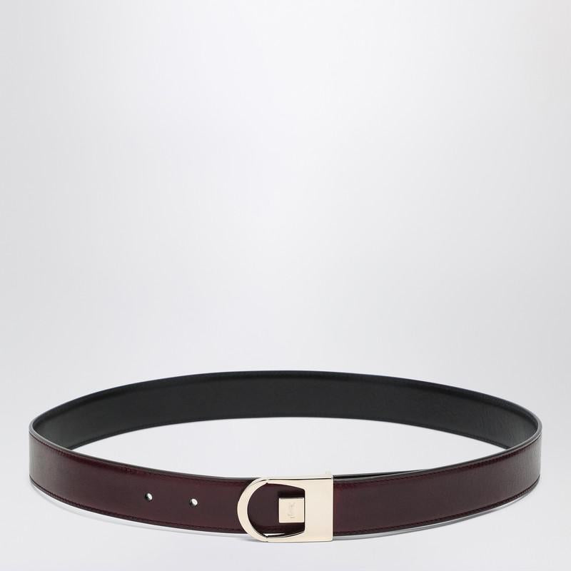 Saint Laurent Reversible Belt In Black/Burgundy