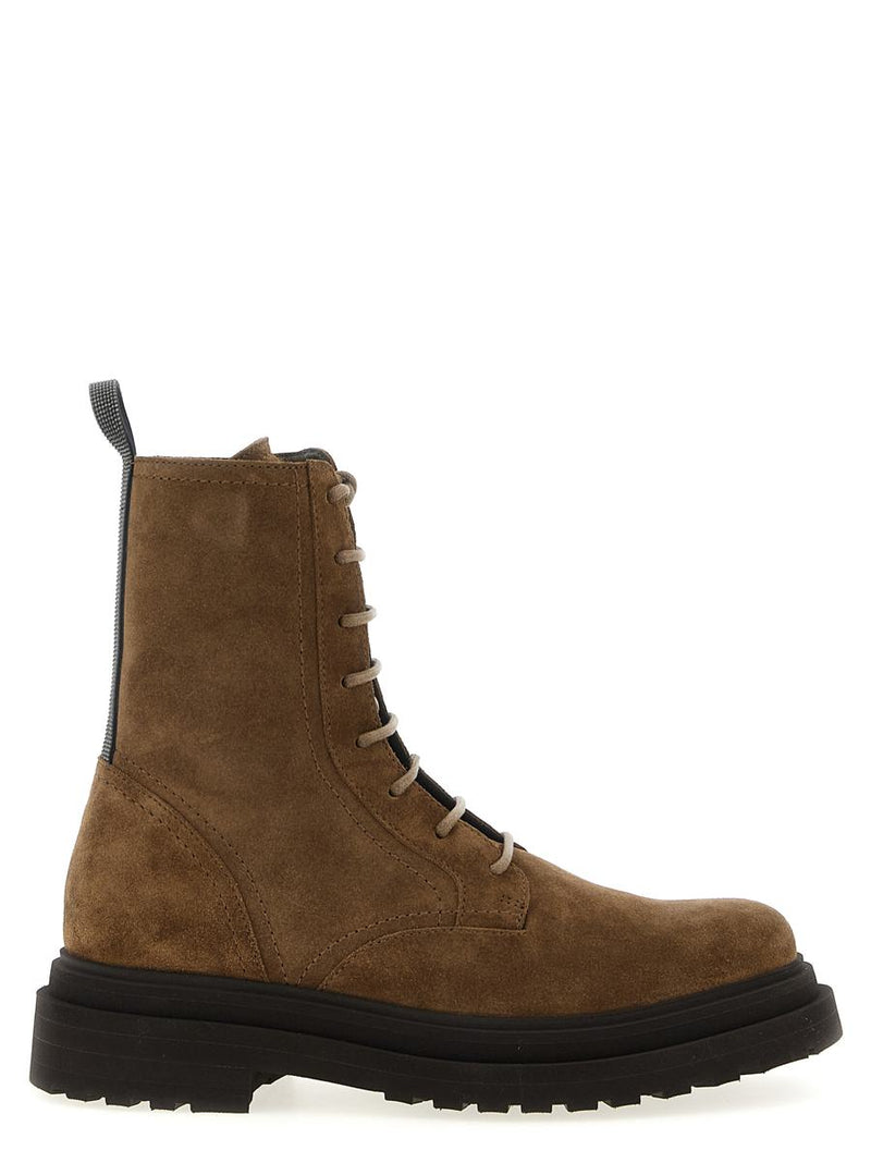 Brunello Cucinelli Suede Combat Boots Monile