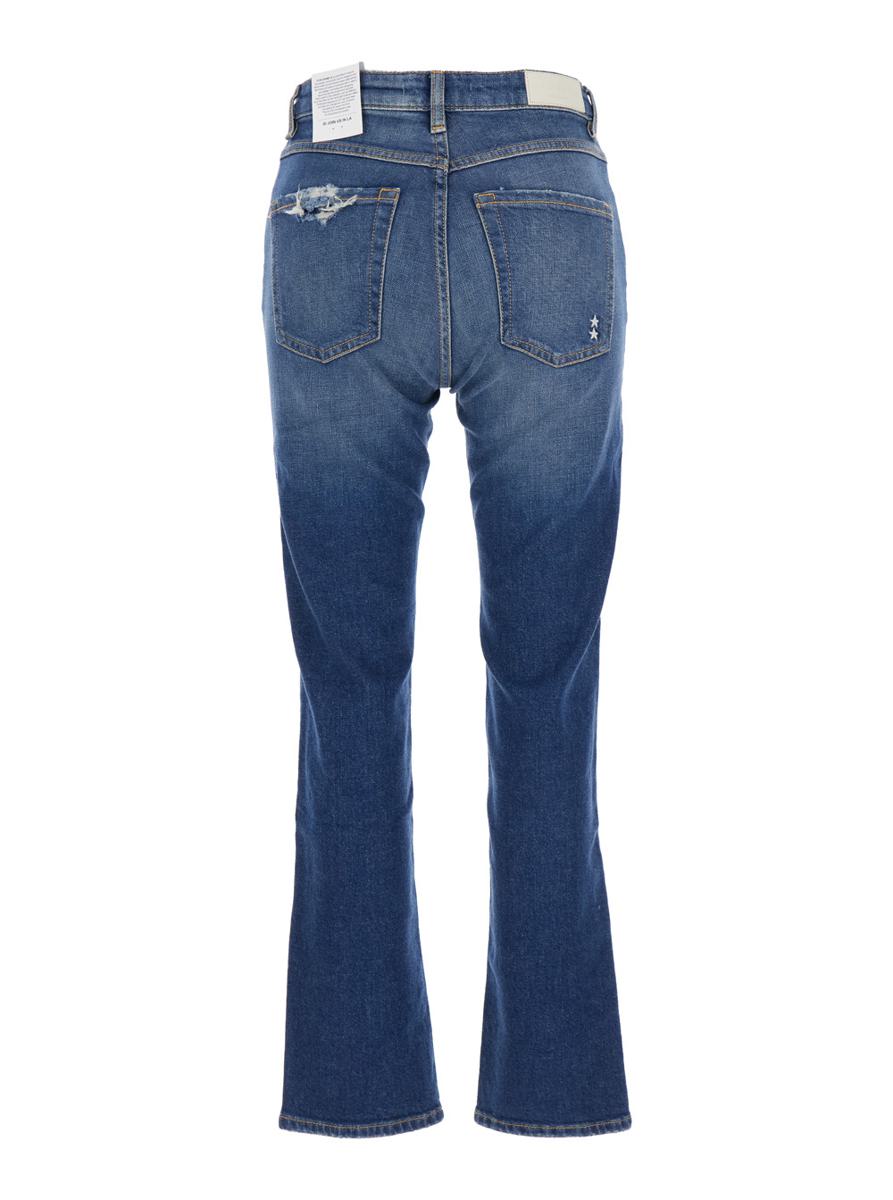 Blue Flared Jeans With Logo Patch On The Rear And Logo Detail On The Rear In Denim Woman