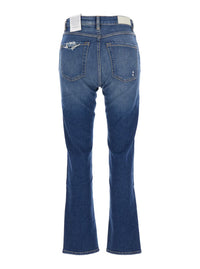 Blue Flared Jeans With Logo Patch On The Rear And Logo Detail On The Rear In Denim Woman