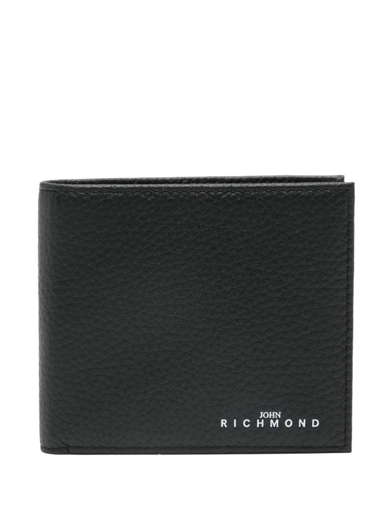 John Richmond Black Leather Wallet With Logo
