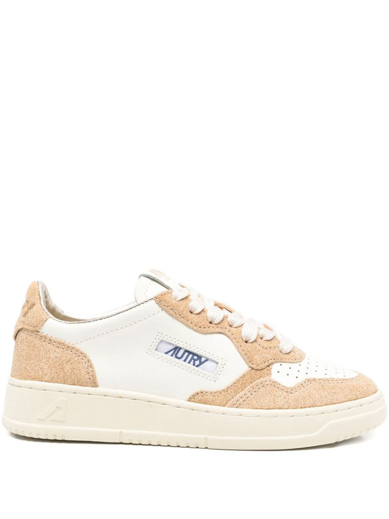 Autry 'Medalis Low' Sneakers In White Leather With Sand Suede Inserts