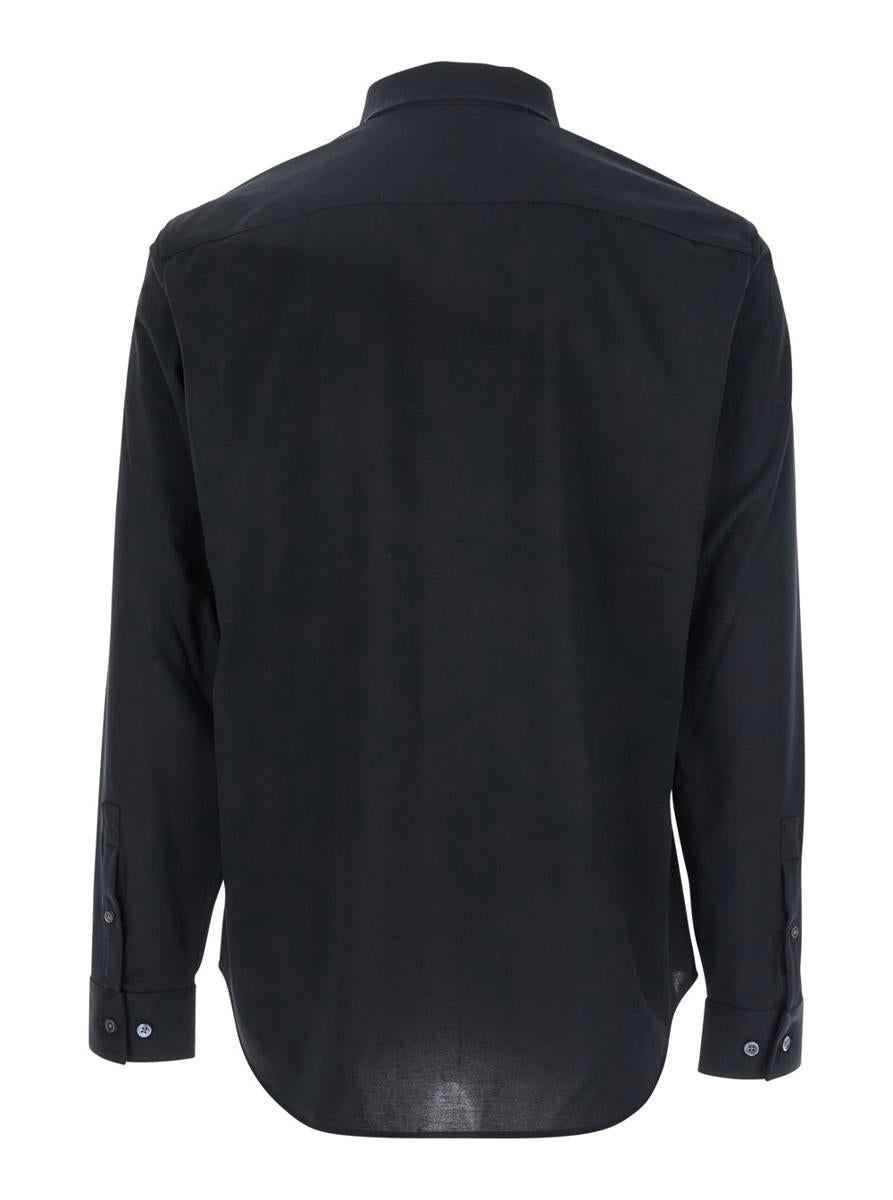 'Sylvain' Black Shirt With Pointed Collar In Cotton Blend Man