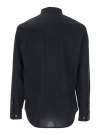 'Sylvain' Black Shirt With Pointed Collar In Cotton Blend Man