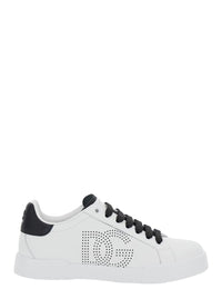 'Portofino Light' White Sneakers With Perforated Logo On The Side And Logo Patch On The Tongue In Leather Woman