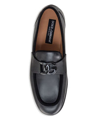 Dolce & Gabbana Black Calfskin Loafer With Logo