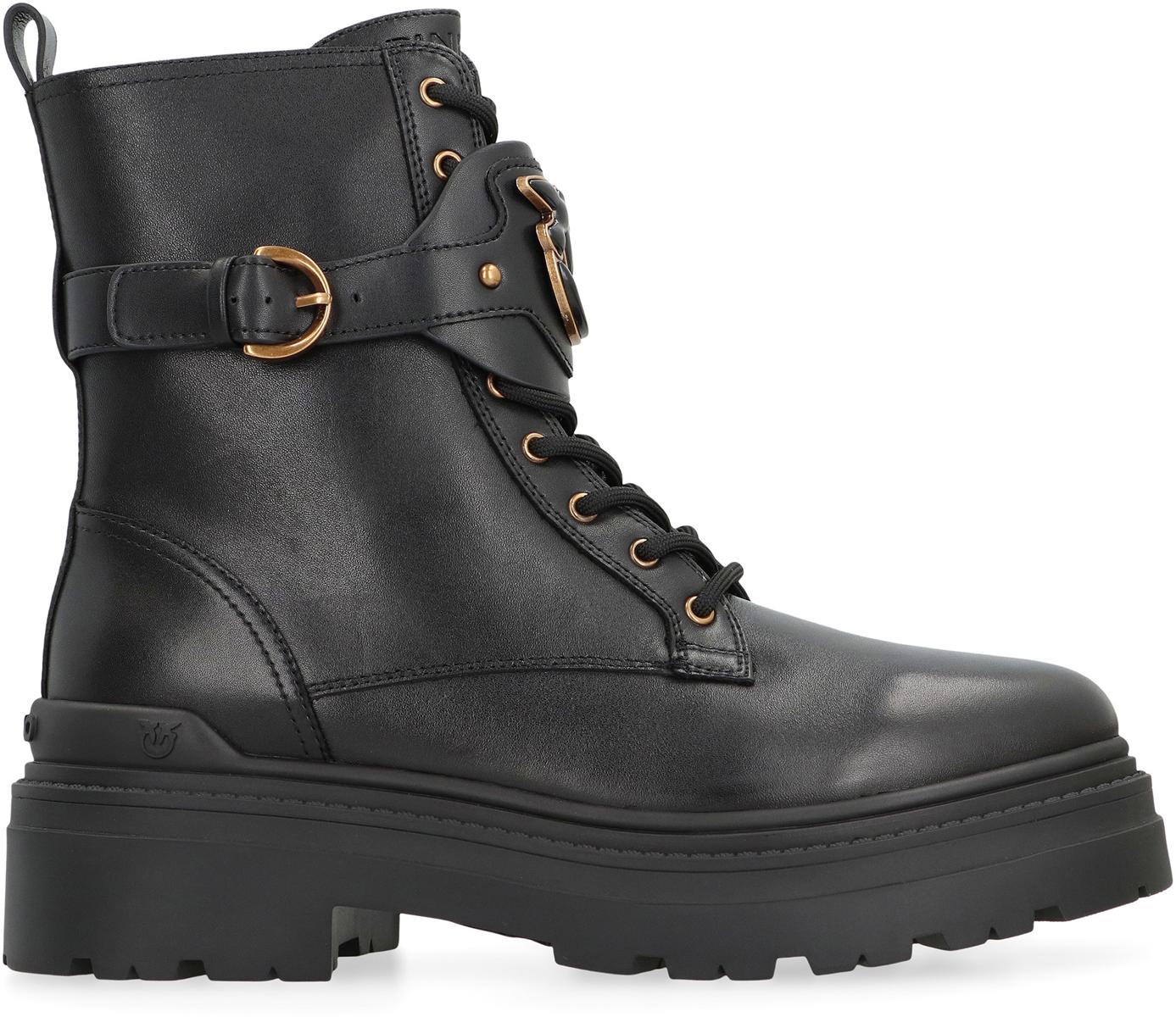 Pinko Mia Leather Combat Boots