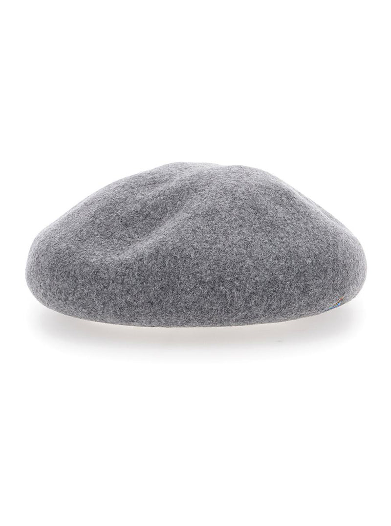 Grey Hat With Orb Logo Embroidered On The Front In Wool Unisex