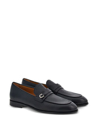 Salvatore Ferragamo Hammered Leather Gancini Loafers Shoes