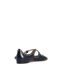 Bally 'Ballyrina' Black Leather Ballet Flats With Studs